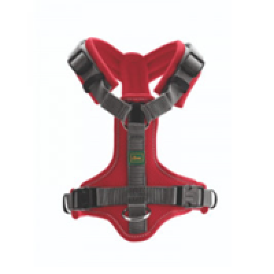 Maldon Nylon Harness - Red/Grey - XS-S to fit neck 38-62cm belly 37-53cm (2.0cm) 